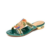 Diamond Sandals, Women's High-Heeled Slippers, Summer Rough Heels With Diamond-Encrusted Crystals, Fashionable Heels, Sandals And
