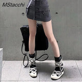 Women High Top Sneakers Lace-Up Platform Shoes Unisex Corss Tied Black Leather Casual Flats Boots Trend 2024 Women