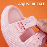 Sole Pillow Slippers for Women Double Buckle Thick Platform Cloud Slides Sandals Woman Summer Beach Non Slip Flip