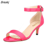 Fashion Multicolour Open Toe Ankle Strap Women Sandals Sexy High Heels Lady Shoes Buckle 5cm Low Heel