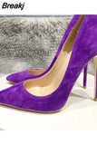 color pointed toe 12cm high thin heels concise classic work party dating cozy plus size 33-45 women pump RM029