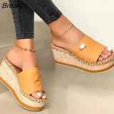 Wedges Slippers Platform High Heels Women Slipper Ladies Outside Shoes Basic Clog Wedge Slipper Flip Flop