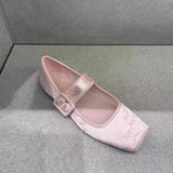 Jane Flats Shoes for Women 2024 Trend Floral Loafers Ballet Flat Designer Elegant Dress Comfortable Ladies