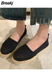 Women Flats Shoes Low Top Spring And Autumn Canvas Shoes Casual Straw Shoes High Quality Fashion Flats Loafers Single