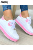 Women's Vulcanized Shoes 2023 Outdoor Casual Wedge Shoes Women's PU Fashion Lace-Up Sneakers Women's Wedge Flats
