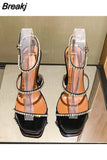 Style High-heeled Sandals Woman Crystal Narrow Band Ladies Shoes Summer Stiletto Party Gladiator Sandals Women
