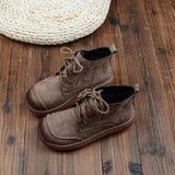 Retro Short Boots Japanese Thick-Sole Students Doll Shoes Mori Round Head Lace-Up Ankle Boots College Wind Womens