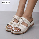 Women Embroider Flower Colorful Ethnic Casual Sandals Comfortable Soft Slippers Flat Platform Open Toe Outdoor Beach