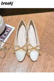 Brand Mixed Color Flats Shoes Women Slip On Casual Ballerina Soft Loafer Female Bow Knot Shoes Office Zapatillas De