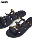 Rivet Crystal Jelly Slipper Shoes Women's Sandals Flat Bottom Slippers Summer Casual Beach Outdoot Female Ladies