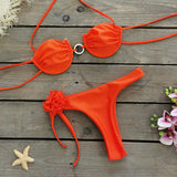 Multi-Color Solid-Colored Breast-Plate Three-Point Low-Rise Bikini Sexy 2025 New Split Swimsuit