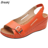 Mujer 2022 Female Wedge Heels Shoes Women Summer Comfortable Sandals Slip-on Flat Sandals Platform