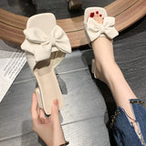 New Slippers Women 2024 Trend Sexy Large Size Square Toe Thin Heels Shoes Ladies Casual Slippers Heel