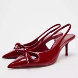 Breakj Pointed High Heels 2025 Summer New Shallow Mouth Fine Heel Bow After The Air Wear A Hundred Temperament Single