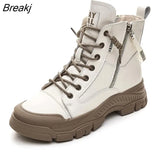 2023 Autumn Winter Shoes Genuine Leather Sneakers Fashion Boots for Women Thick Sole Women Ankle Boots Ladies