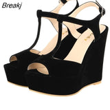 Women's Open Toe Sandals High Wedge Sexy Club Heel Shoes Wedding shoes women sandals
