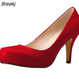 Leather High Heels Women Pumps Fashion Pointed Toe Office Lady Shoes Black Work Wedding Woman