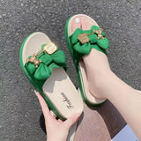 Fashion Bowknot Women's Slippers Summer Women Slippers Indoor Outdoor Flip Flops Beach Shoe Home Non-slip EVA