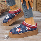 Claus Winter Retro Women Snow Warm Suede Leather Lazy Loafers Boots Shoes Woman Lady Female Bottine Botas Boots Mujer