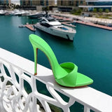 Heel Slippers Women Shoes Summer Peep Toe Mixed Colors Stiletto Sandals Sexy Party Ladies Shoes Luxury Woman