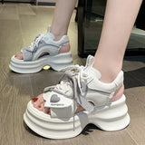 Sports Platform Sandals Women Summer 2023 Thick Bottom Wedge Walking Shoes Woman Peep Toe Lace Up Chunky Sandalias