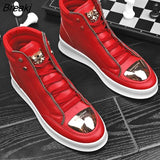 Men Leather Casual Shoes Slip on Loafers Shoes White Men's Platform Shoes Fashion Leisure Driving Shoes Soft