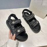 Women Fashion Sandals Summer New Flat Embroidery Size 35-40 Casual Roman Designer Shoes Platform