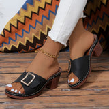 Women Slippers Summer New Fashion Soft Platform Shoes Ladies Chunky Heels Buckle Designer Slip-on Party Slippers