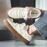 Hot Sale Leather Shoes Men Skateboard Shoes Platform Comfortable Casual Walking Streetwear Teenager Men Vulcanize