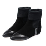 Shoes for Women Suede Female Ankle Boots Pointed Toe Footwear Flat Black Booties Designer Luxury with Free Shipping Pu