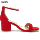 2023 Women Sandals Open Toe Chunky Med High Heels Casual Women's Sandals Black Nude All-match Female Pumps