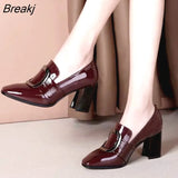 High Heels Shoes Waterproof platform Large Size Fashion Shallow Patent Leather High Quality Women Shoes zapatillas