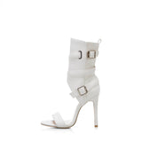 Leather Stiletto Women Sandal 2023 Summer High Heels Wedding Party Sexy Shoes T-strap Design Fashion Solid Pumps Size