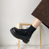 Style Small Black Leather Shoes Spring 2024 New Vintage Single Shoes Flat-Soled Jk Student Muffin
