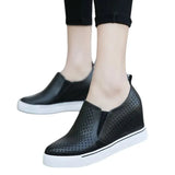 Shoes Women Fashion Platform Shoes Women White Mesh Breathable Sneakers Women Black Heightening Shoes