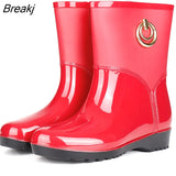 Boots Women Short Tube Rain Shoes Adult Water Boots Anti-skid Water Shoes Jelly Rubber Shoes Rain Boots