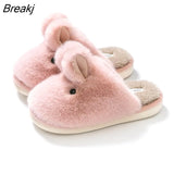 for Women Cute Animal Girls Fashion Kawaii Fluffy Winter Warm Slippers Woman Cartoon Rabbit House Slippers Funny