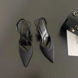 Slingback Sandals Woman Fashion Pinted Toe Slip-on Dress Pumps Ladies Elegant High Heel Party