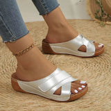 Breakj Thick Bottom Hollow Slippers Female Large Size Leisure One Foot Pedal Stitching Solid Color Sandals