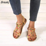Women Wedge Sandals Summer 2023 New Bohemia Casual High Heels Sandals Fashion Female Peep Toe Rhinestones Outdoor Beach