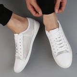 Genuine Leather Men's Flats shoes Leisure Trend Korean Version Solid black White summer breathable Men Casual