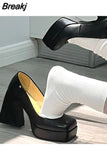 French Retro Women Shoes with High Heel Square Head Mary Jane Shoes High Heel Pumps Women's Party Shoes Work Dress
