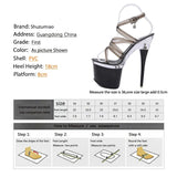 Women Sandals Shoes Steel Tube Dancing Striptease Female Shoes Model high-heeled 17.5CM Sandals Transparent Wedding