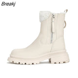 Lamb Wool Ankle Boots Flat Shoes for Women 2023 The New Thick Sole Women's High Woman Fashion Platform Snow