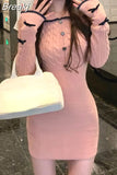 Knitted Sweater Dress Woman Slim Sexy Bodycon Y2k Mini Dress Elegant Party One Piece Dress Korean Casual 2023 Autumn
