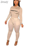 Solid Women Skinny Two Piece Sets Spring Bodycon Tracksuits Dollar Print Top And Leggings Pants 2pcs Outfits 2023