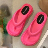 Platform Hot Pink Flip Flops Women Summer 2023 Beach Fashion Thick Sole Slippers Shoes Woman Clip Toe Wedges Sandals