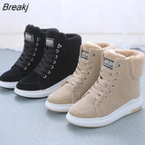 Women Shoes Fashion Botas Mujer 2021 Winter Warm Ankle Short Boots Female Footwear Lace Up Flat Platform Casual Ladies Shoes