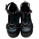 Dropship Sweet Lolita Style Gothic Cosplay Black Pink Cozy Wedges Mary Jane High Heels Pumps Platform Shoes Woman