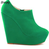 Autumn Winter Boots For Women Wedges Platform Flock Women's Ankle Fashion Short Boot Shoes